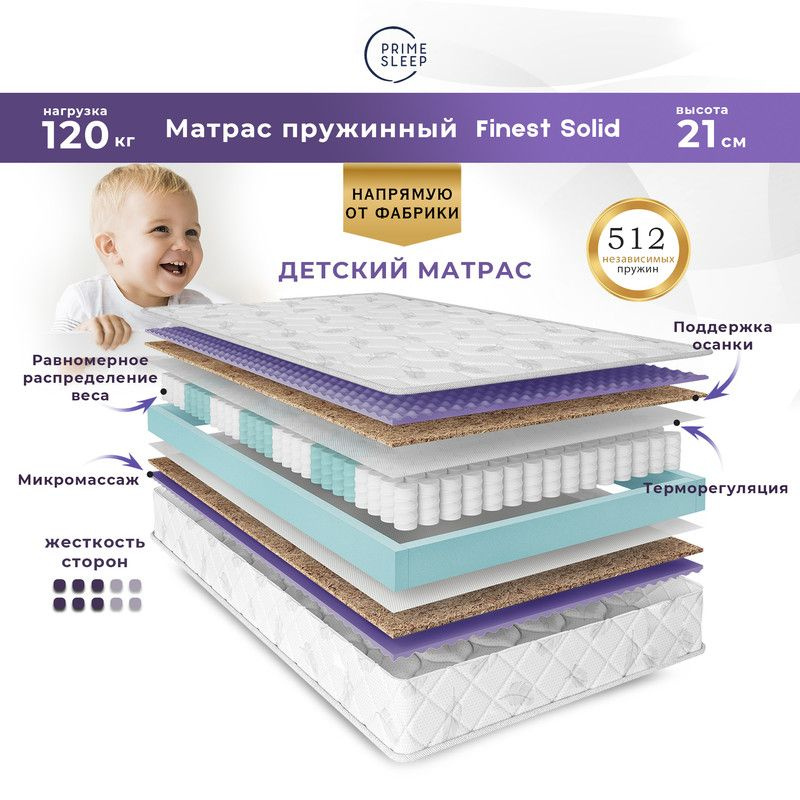 PRIME SLEEP Матрас Finest Solid, Независимые пружины, 80х180 см #1