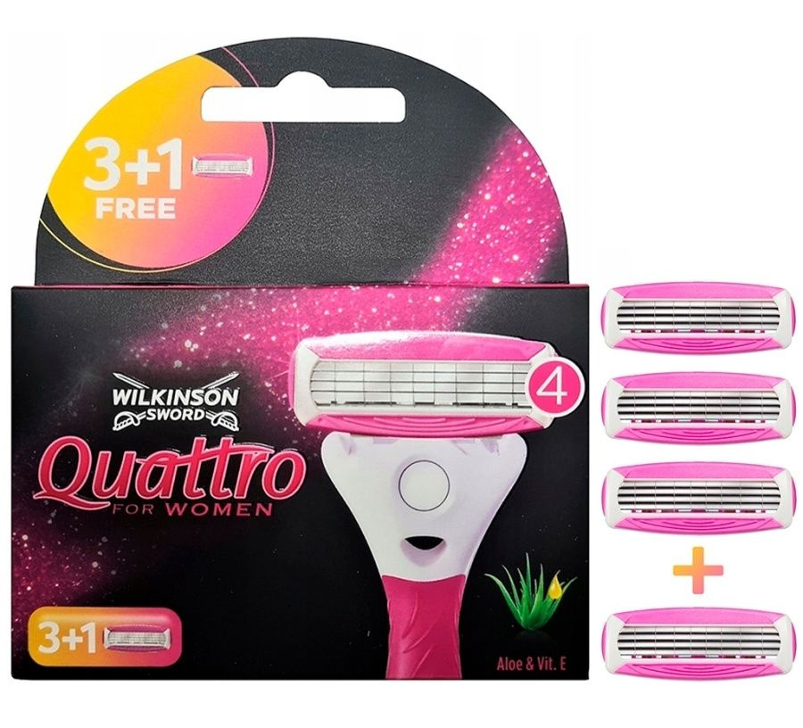 Wilkinson Sword / Schick Quattro for Women Aloe / Сменные кассеты для женской бритвы Quattro (4 шт)  #1