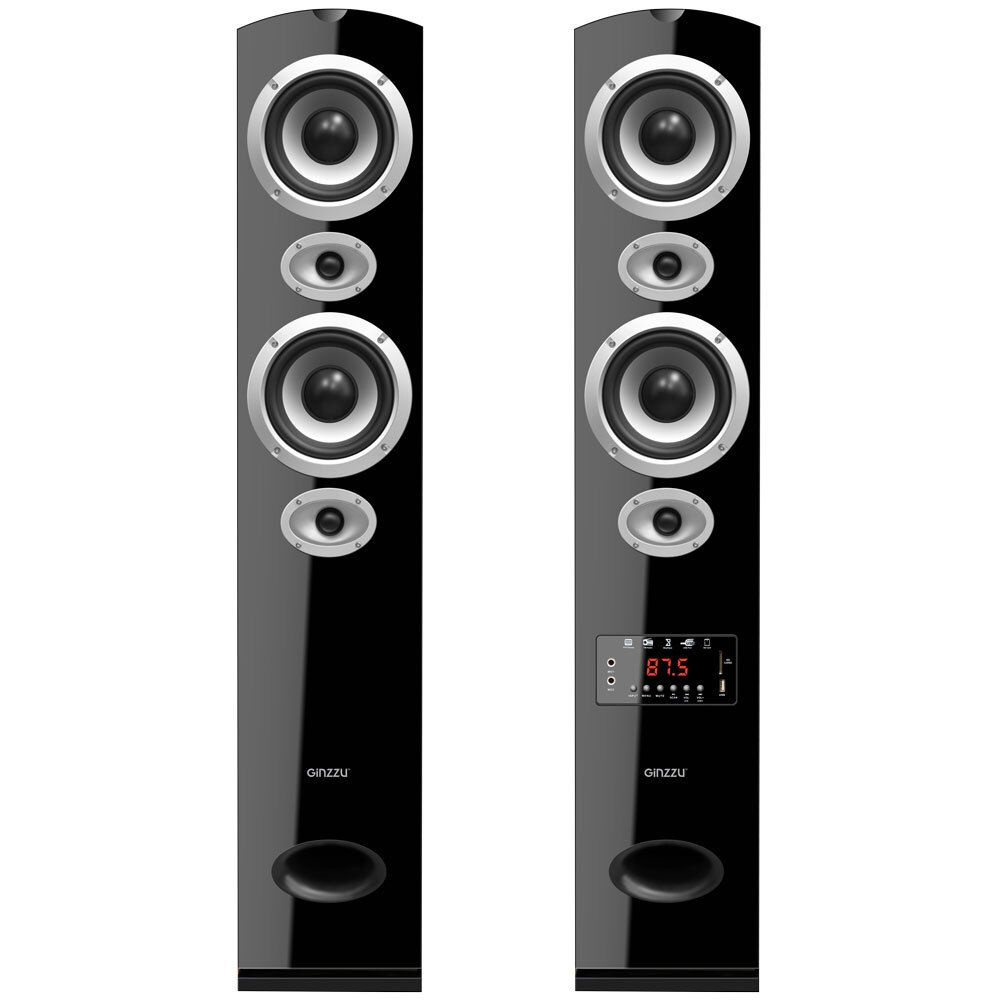 Колонка Ginzzu GM-328, Акустическая система 2.0 (2x100W/38Hz - 21kHz/BT/USB/SD/FM/AUX/ДУ)темный орех #1