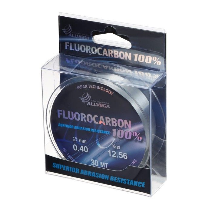 Леска монофильная ALLVEGA "FX Fluorocarbon 100%" 30м 0,40мм, 12,56кг, флюорокарбон 100%  #1