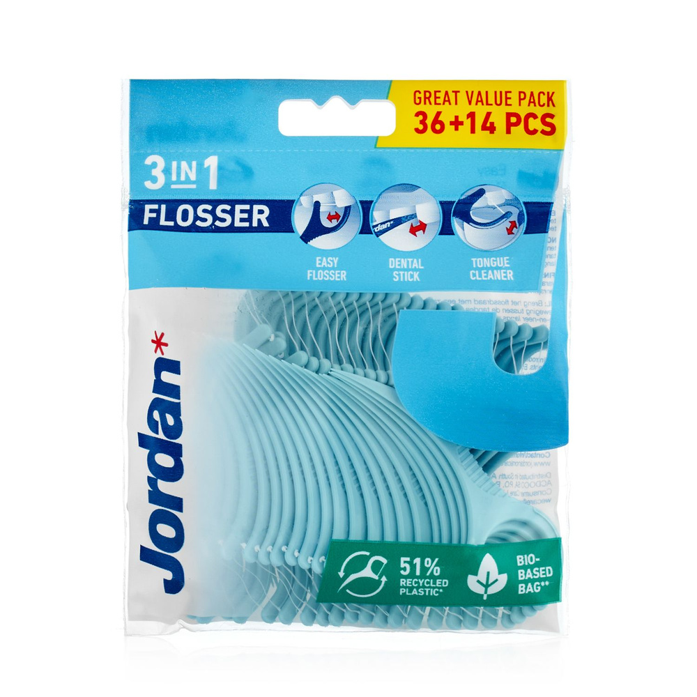 Зубная нить Jordan 3 in 1 Flosser Dental Stick & Tongue Cleaner , 36+14 штук #1