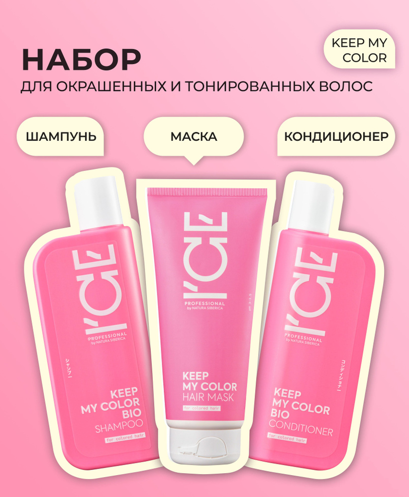 ICE BY NATURA SIBERICA Набор KEEP MY COLOR для окрашенных и тонированных волос (Шампунь 250мл + Кондиционер #1