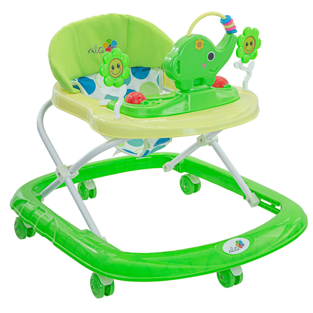 Ходунки детские музыкальные ALIS JUMBO, съемная игровая панель, световые эффекты, 6 колес,, зеленый  #1