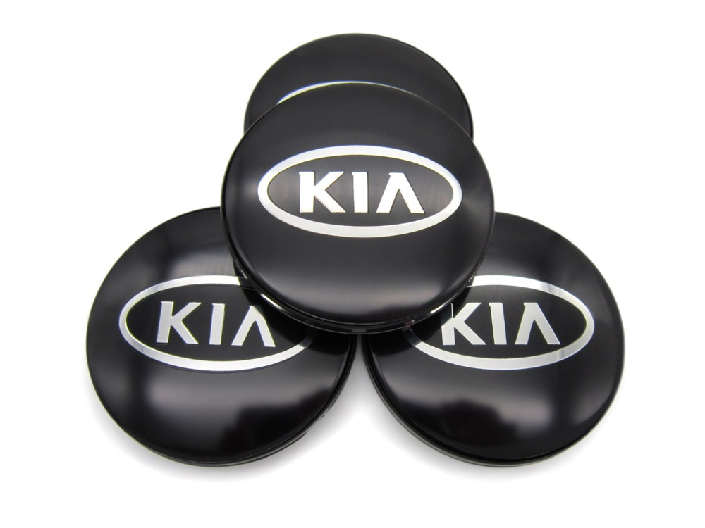 Колпачки заглушки на литые диски КиК Киа черный 62/55/10, комплект 4 шт.  #1