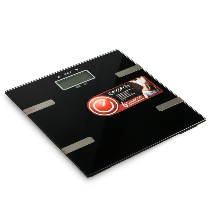 Весы напольные Energy EN-407, диагностические, до 180 кг, стекло, черные  #1