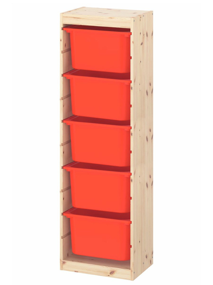 Стеллаж для игрушек с оранжевыми ящиками для хранения вещей (5), 44х30х142 см  #1
