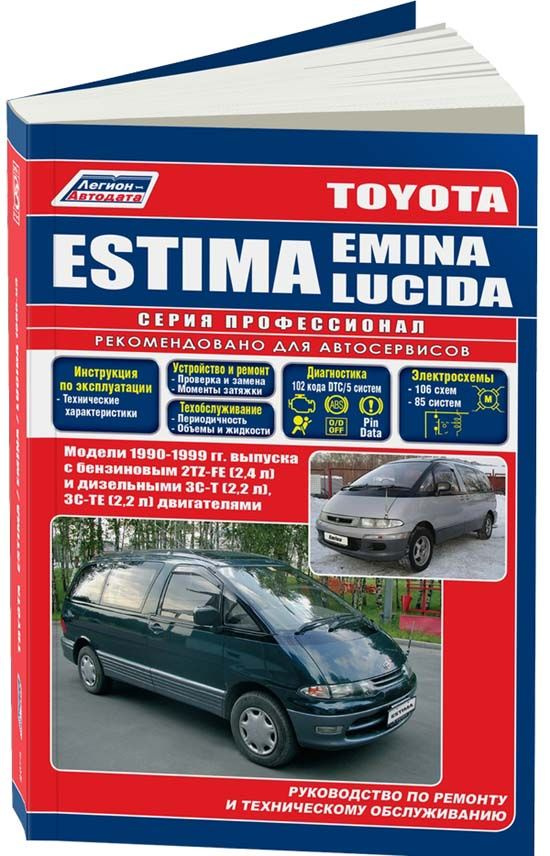 Toyota Estima / Estima Emina / Estima Lucida 1990-99 бензин 2TZ-FE(2,4) и дизель 3С-Т(2,2), 3С-ТЕ(2,2). #1