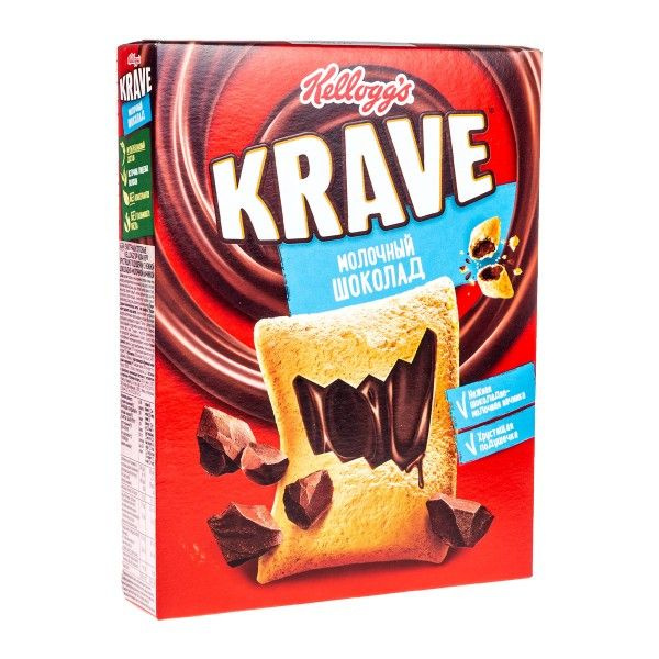 Сухие завтраки Хрустящие подушечки с нежной начинкой Kellogg's Krave 220г молочный шоколад х 2 штуки #1