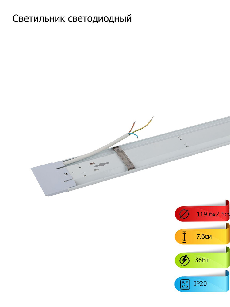 Светильник светодиодный ЭРА SPO-5-40-4K-P (F) 36Вт 4000К 2880Лм IP20 1200х75мм прозрачный  #1