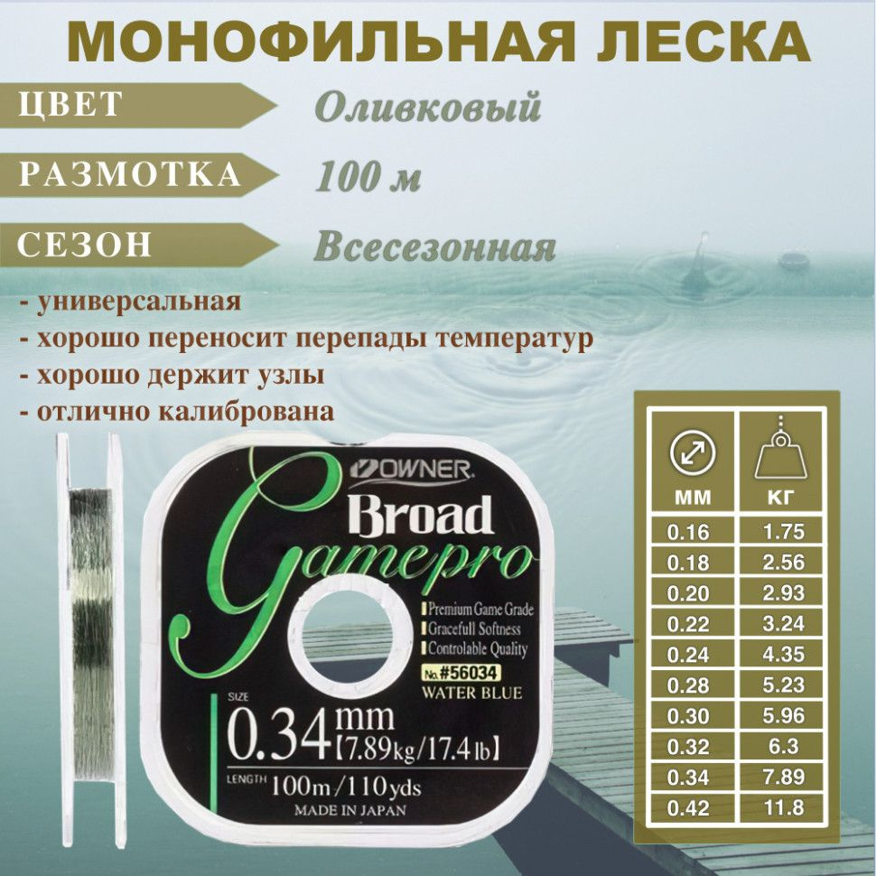 Леска OWNER Broad Game Pro 56034 0.18 100м оливк. #1