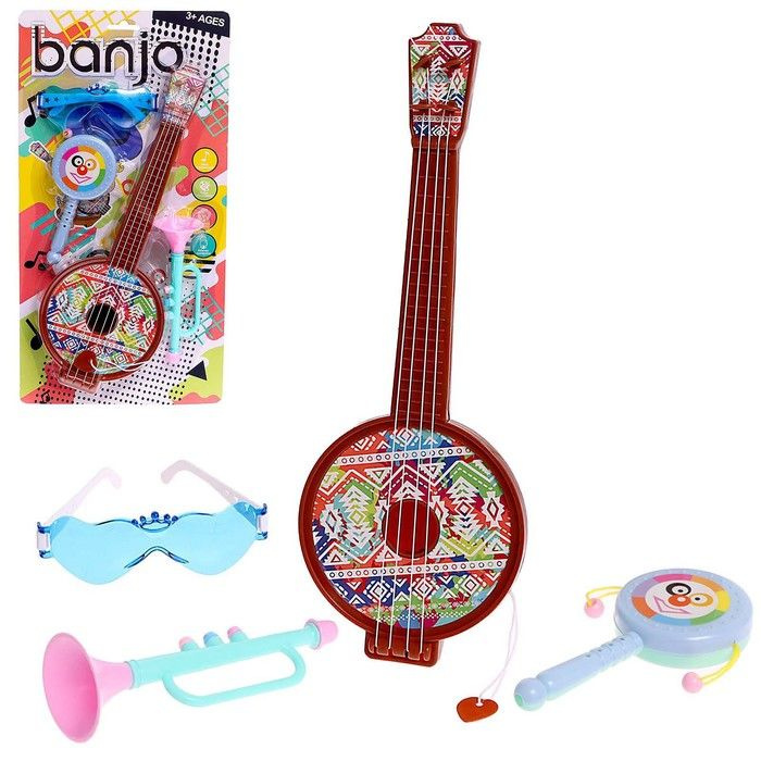 Набор музыкальных инструментов "Банджо", 4 предмета, цвета МИКС  #1