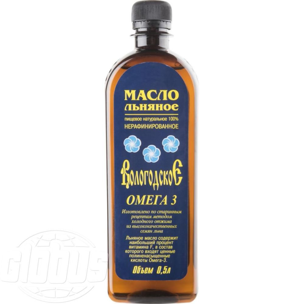 Масло льняное Вологодское Омега 3 нерафинированное, 0,5 л - купить с ...