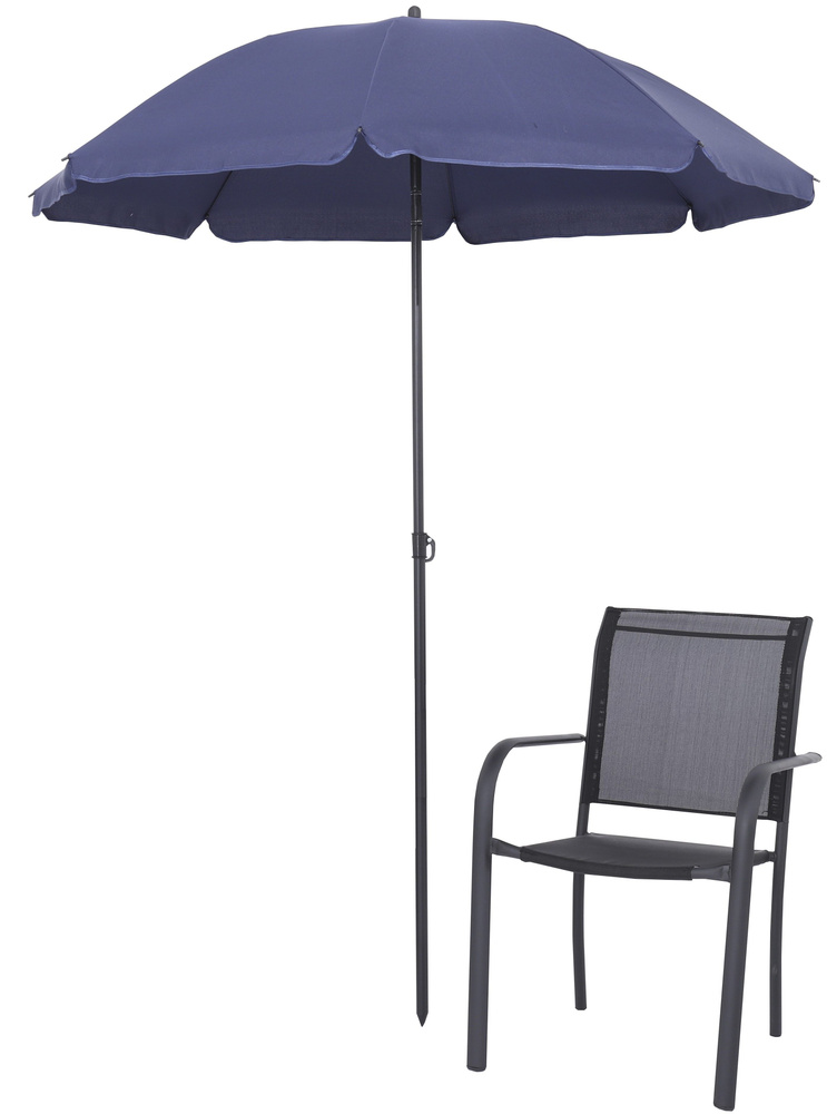Зонт садовый NOLITA с наклоном, диаметр 160см, высота до 200см, зонт пляжный, синий  #1