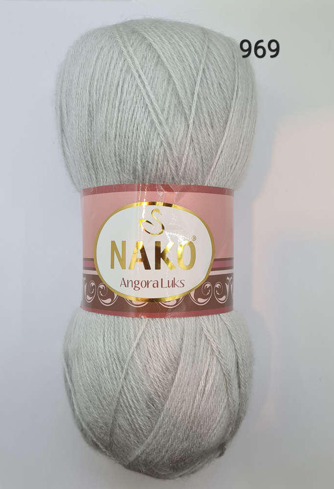 Пряжа для вязания Nako Angora Luks (Нако Ангора Люкс), цвет- 969, Серебристый - 2 шт.  #1