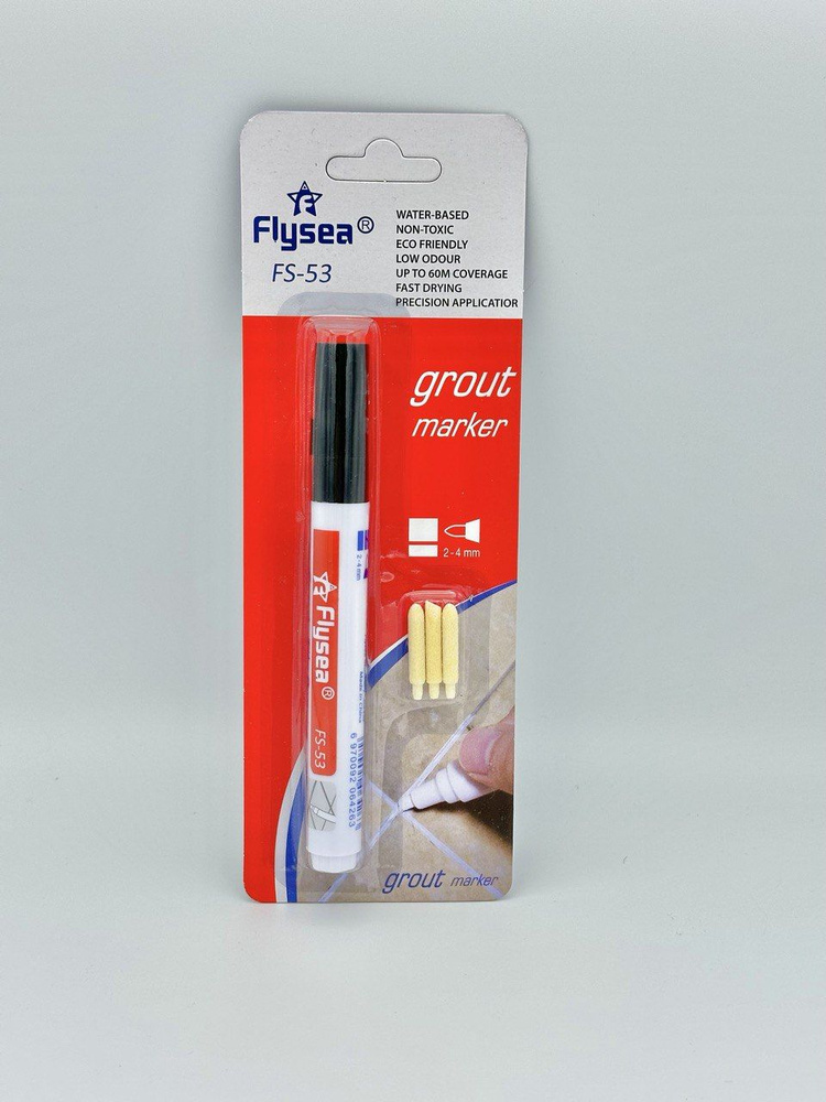 Маркер для закрашивания плиточных швов, затирка Flysea Grout Marker FS-53 с 3 запасными наконечниками, #1