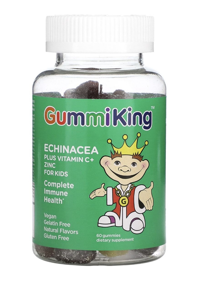 Gummi King, эхинацея, витамин C и цинк для детей, вкус клубники апельсина лимона винограда вишни и грейпфрута, #1