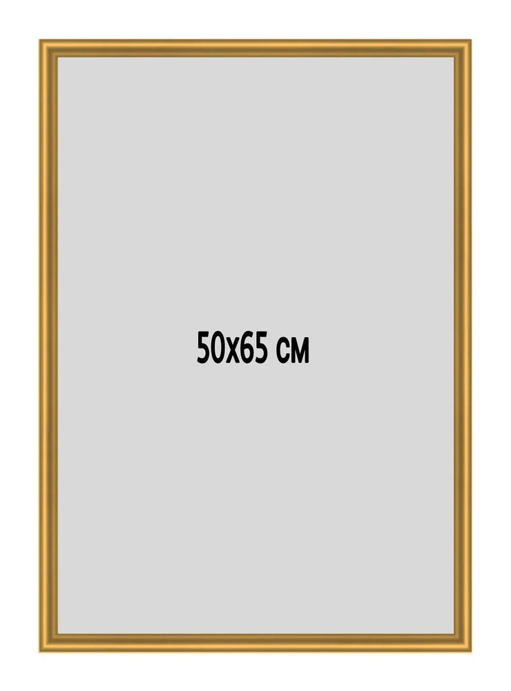 Фоторамка металлическая (алюминиевая) золотая для постера, фотографии, картины 50х65 см. Рамка для зеркала. #1