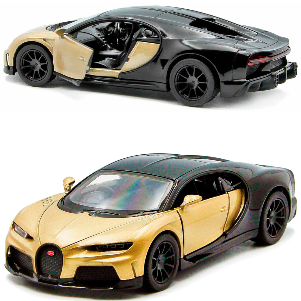 Металлическая машинка Kinsmart 1:36 Bugatti Chiron Supersport KT5423D, 12.5 см., инерционная / Золотой #1