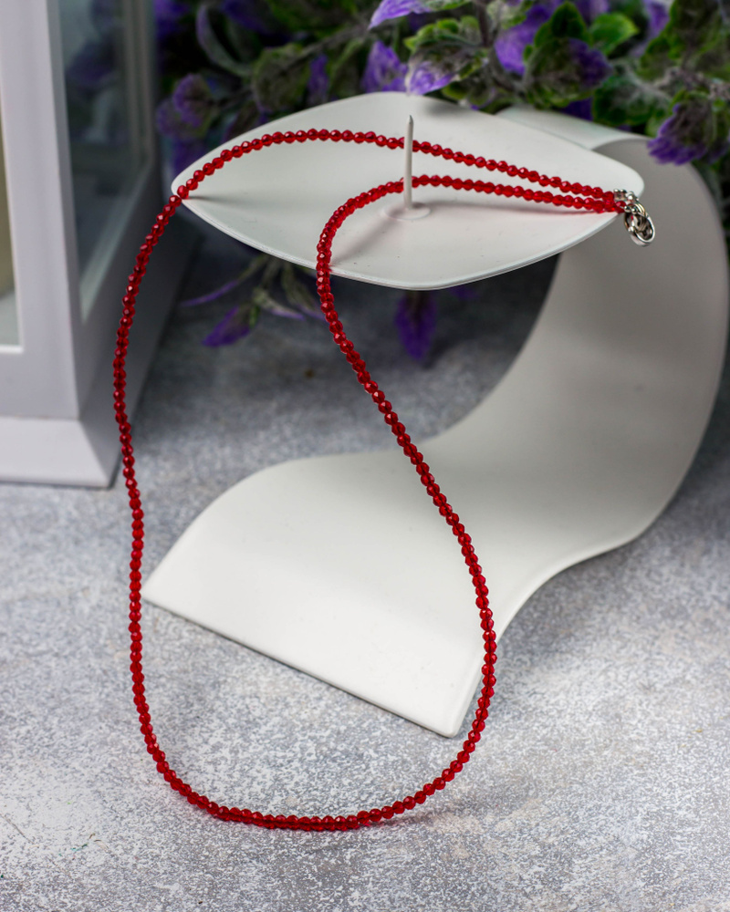Чокер из шпинели в цвет Рубина / Колье из натуральных камней / ожерелье женское  #1