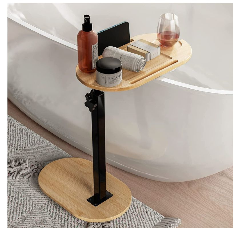 Полка-столик для ванной комнаты складной из дерева с регулируемой высотой MyPads идеально подойдет для #1