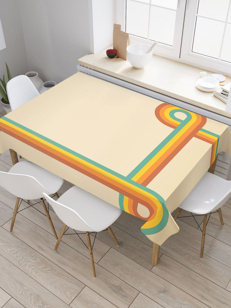 Прямоугольная водоотталкивающая скатерть на стол JoyArty с рисунком "Логотип диско ретро" 120 на 145 #1