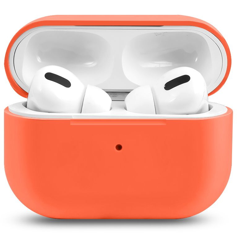 Ультратонкий силиконовый чехол для наушников Apple AirPods Pro / Эпл Аирподс Про / оранжевый  #1