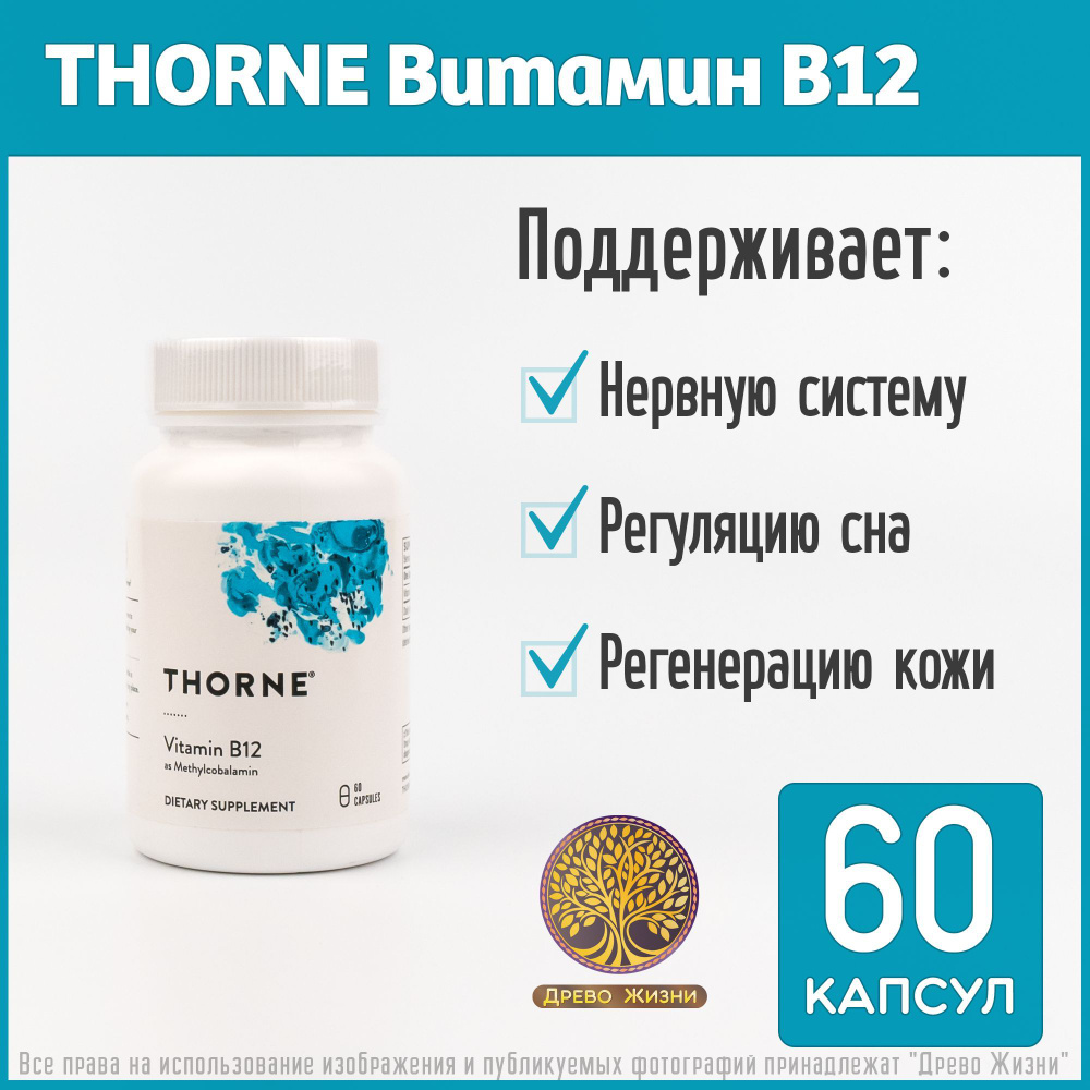 Thorne Research Витамин B 12 Метилкобаламин (Methylcobalamin), 60 капсул #1