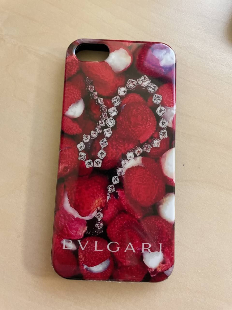 Красный силиконовый чехол с браслетом BVLGARI для iPhone 5/5S/SE #1