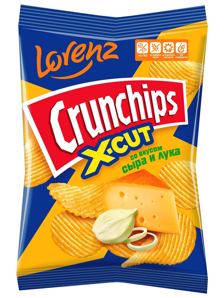 Чипсы Crunchips X-cut Сыр и Лук 70г #1