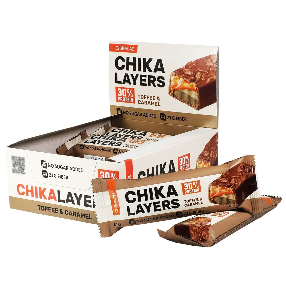 CHIKALAB Протеиновые батончики в шоколаде без сахара Chika Layers Toffee & Caramel Соленая карамель и #1