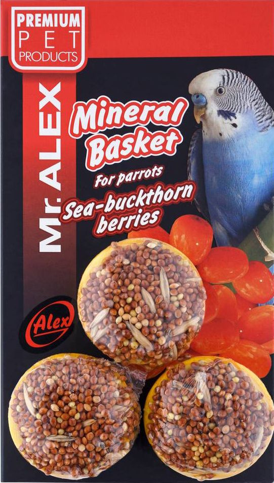 Лакомство Mr. Alex Mineral Basket корзинка для попугаев, с облепихой, 3 шт, 90 г  #1