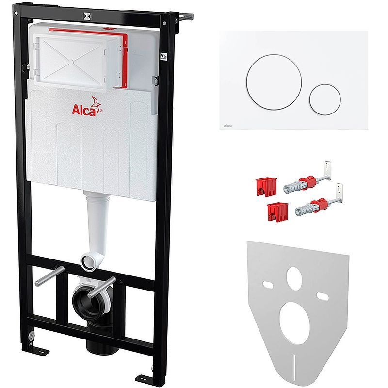 Система инсталляции для унитазов AlcaPlast AM101/1120-4:1 RU M670-0001 кнопка белая круглая  #1