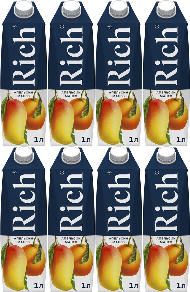 Нектар Rich апельсин-манго гомогенизированный, комплект: 8 упаковок по 1 л  #1