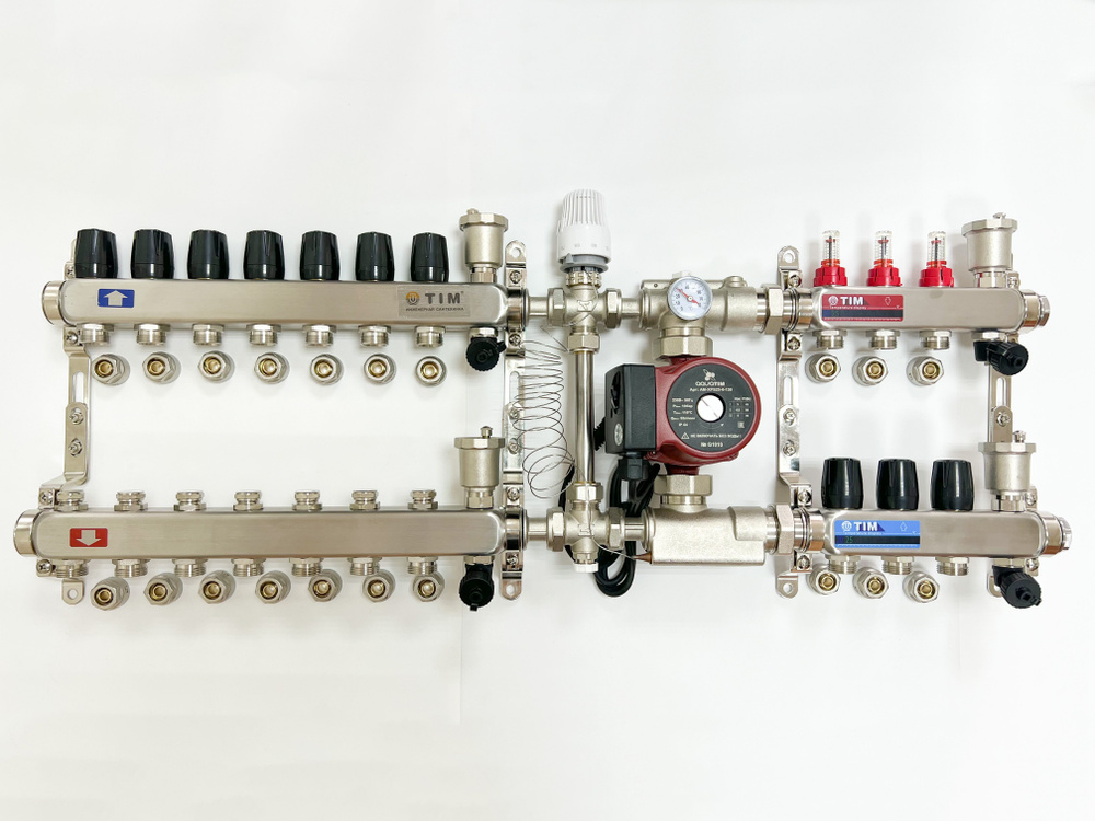 Комплект для подключения тёплого водяного пола на 3 выхода и радиаторов отопления 7 шт  #1