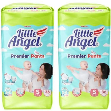 Детские подгузники трусики Little Angel Premier 2 S от 4 до 8 кг. 36 шт. - 2 упаковки  #1