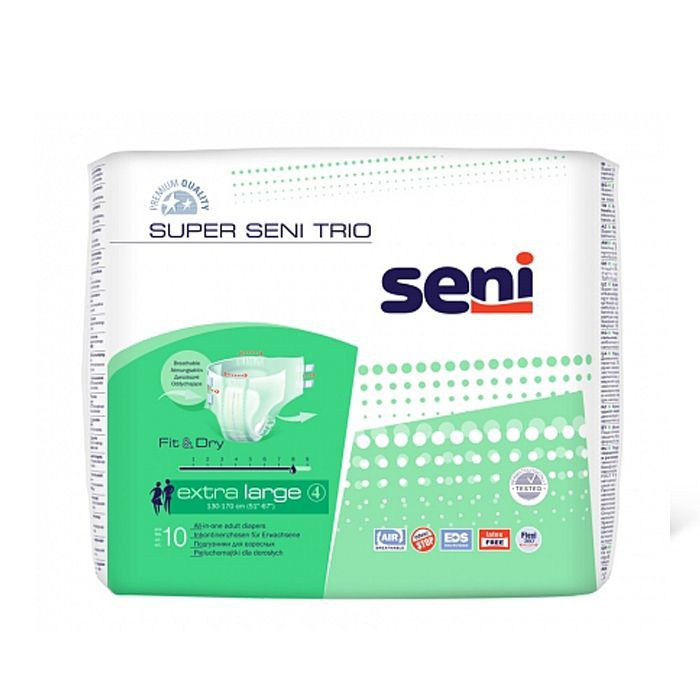Подгузники для взрослых Super Seni Trio Extra Large (№4), объем талии 130-170 см, 10 шт.  #1