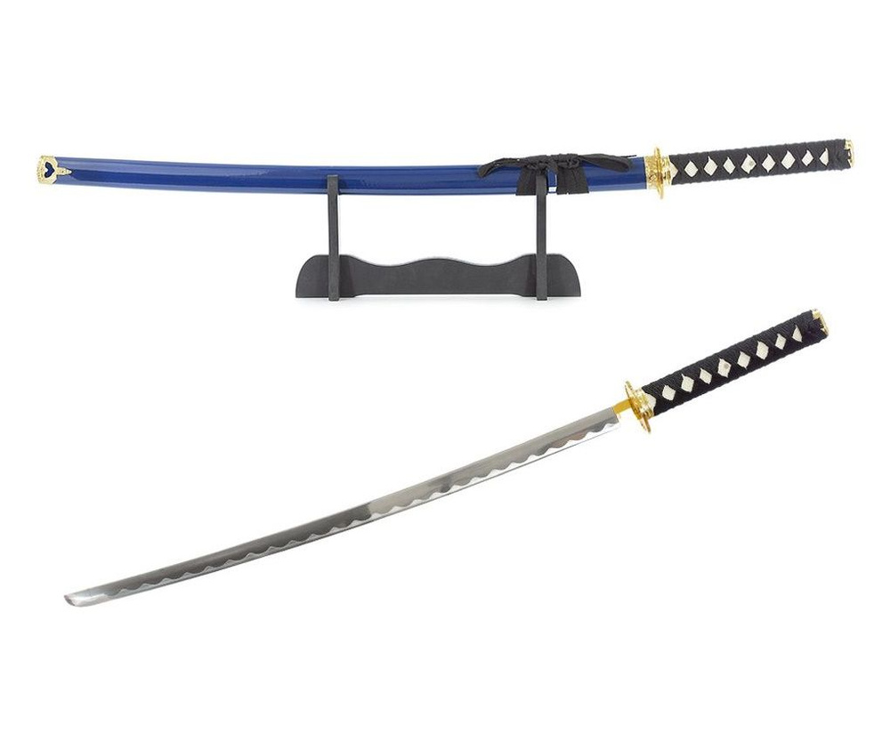 Самурайский меч Катана (синие ножны, гарда "золотое солнце")  #1