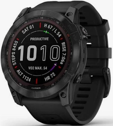 Умные часы Garmin Fenix 7 Sapphire Solar титановый черный DLC с черным ремешком  #1