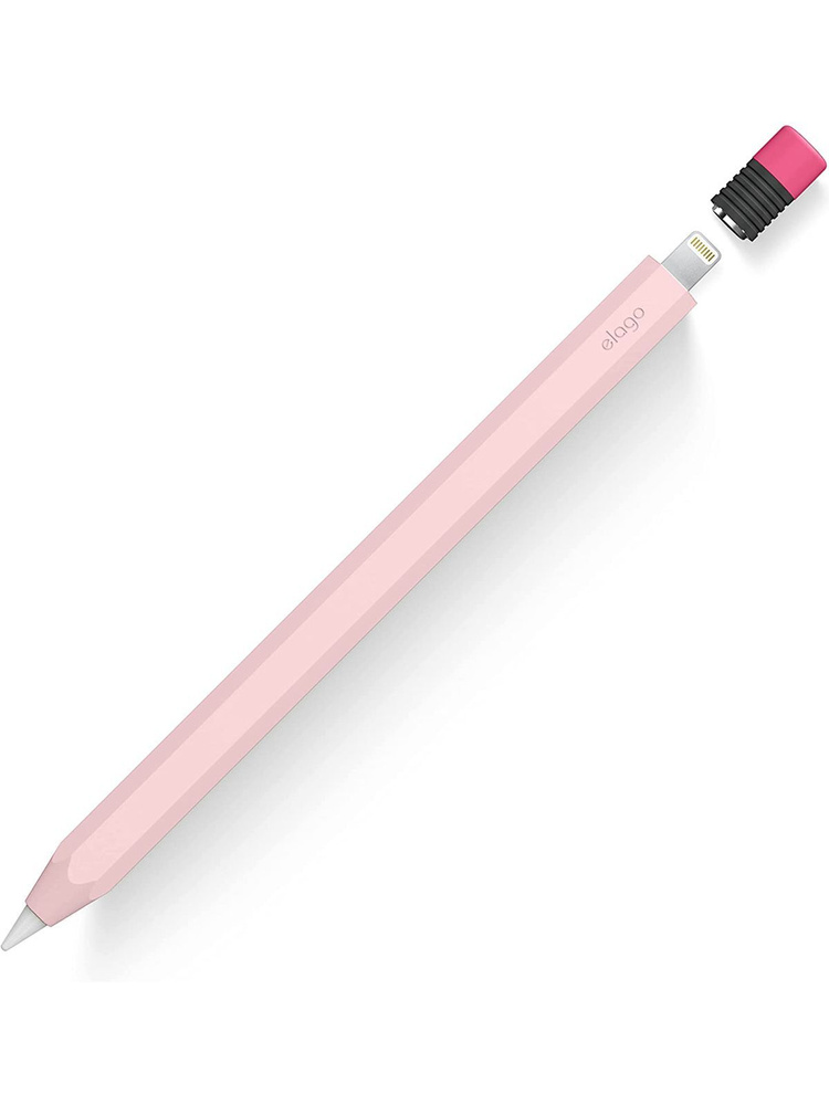 Чехол Elago Silicone case для Apple Pencil 1 / Пенсил 1 силиконовый, защитный, в виде карандаша, светло-розовый #1