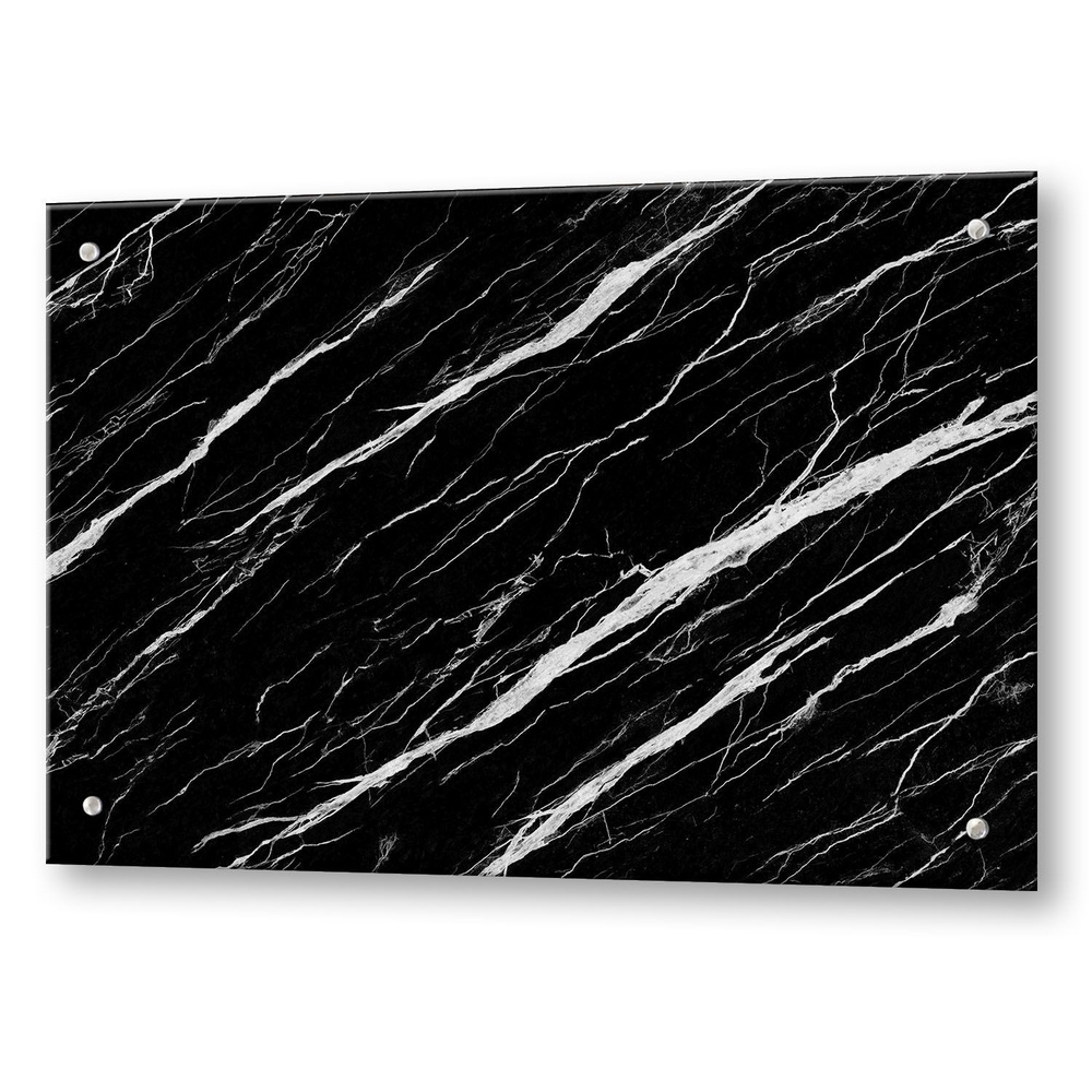 Фартук кухонный на стену/ Панель из закаленного стекла 500х900 мм/ Защитный экран для кухни Черно-белый #1