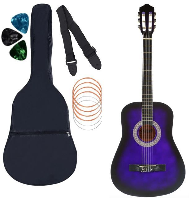 Классическая гитара матовая, фиолетовый. Размер 7/8 (38 дюймов)В комплекте: Чехол, Ремень, 6 Струн, Медиаторы, #1
