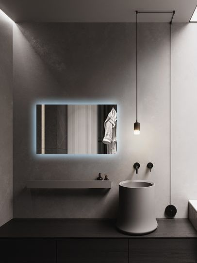 Зеркало для ванной Qwerty 50*70 горизонтальное с холодной LED-подсветкой  #1