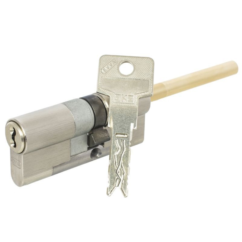 Цилиндр дверной EVVA 3KS 77мм (31Шт.+46)ключ/шток, матовый никель (личинка замка)  #1