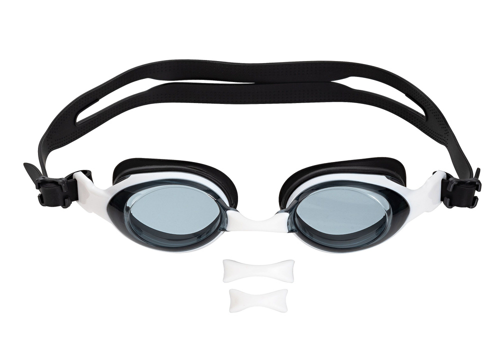 Очки для плавания взрослые со сменной переносицей, черный-белый / Очки для плавания мужские  #1