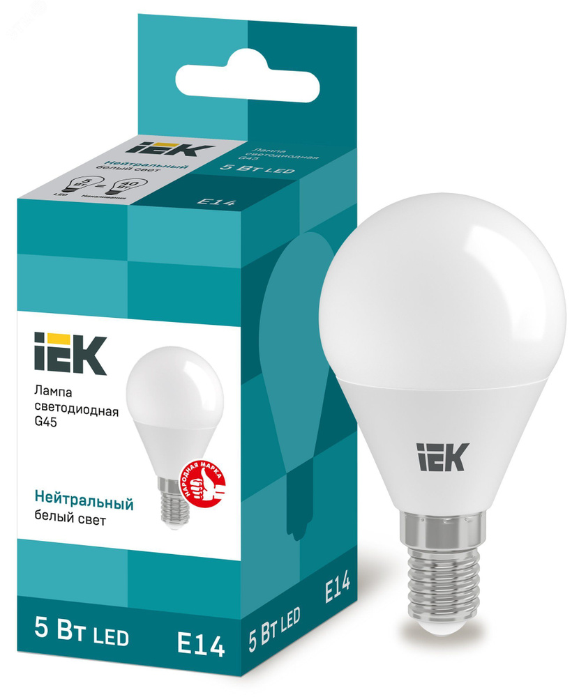 Лампа IEK светодиодная LED 5вт E14 тепло-белый матовый шар ECO LLE-G45-5-230-30-E14  #1