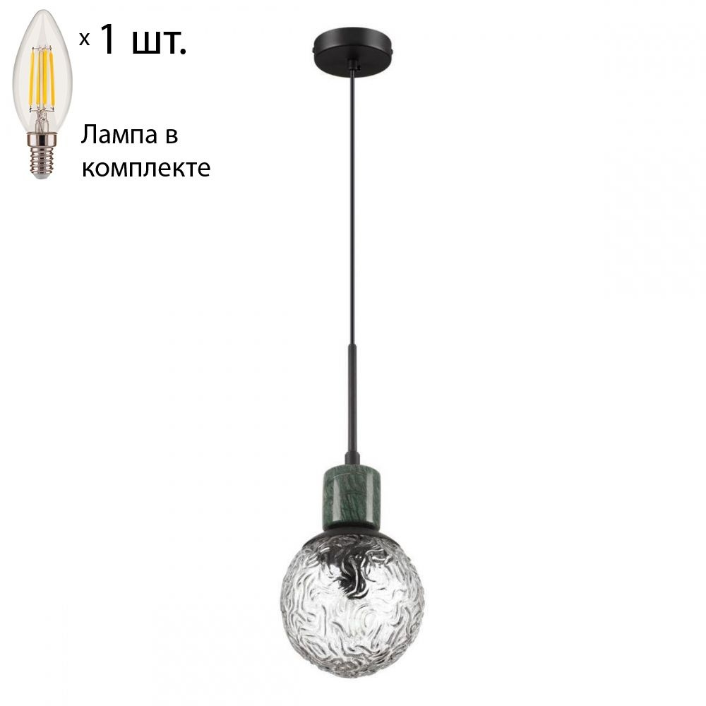 Подвесной светильник Odeon Greeni с лампочкой 5026/1+Lamps E14 Свеча  #1