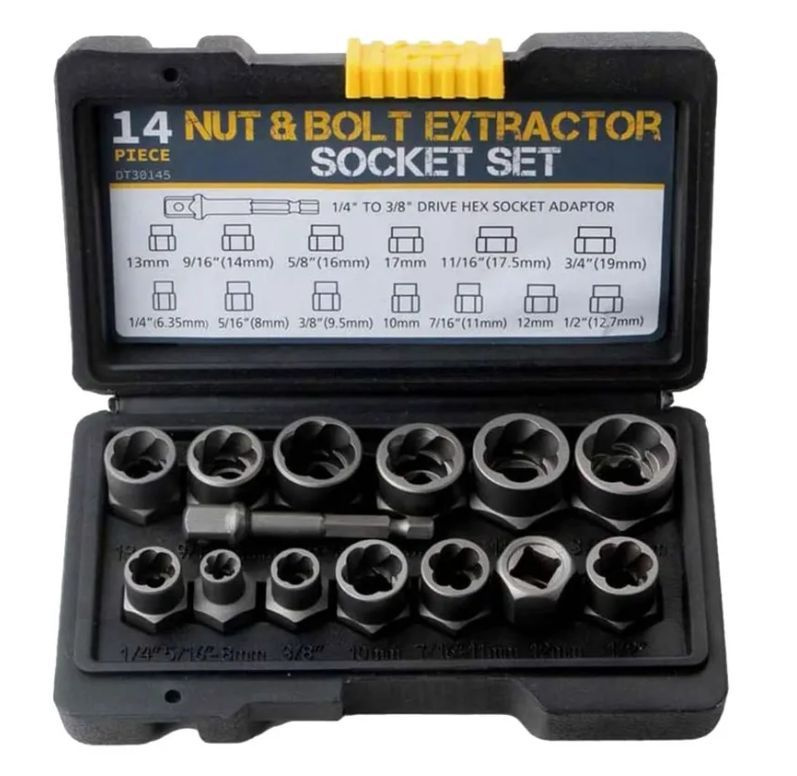 Набор из 14 ударных болтов и гаек, съемник со снятой гайкой с ...