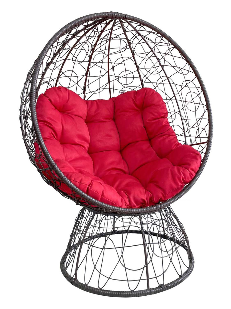Кресло-кокон ОРЕОН стоячее коричневый (красная подушка)  #1