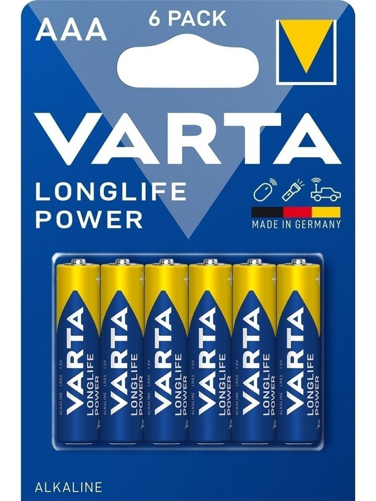 Батарейки ААА VARTA LongLife Power мизинчиковые батарейки, алкалиновые, 6 шт  #1