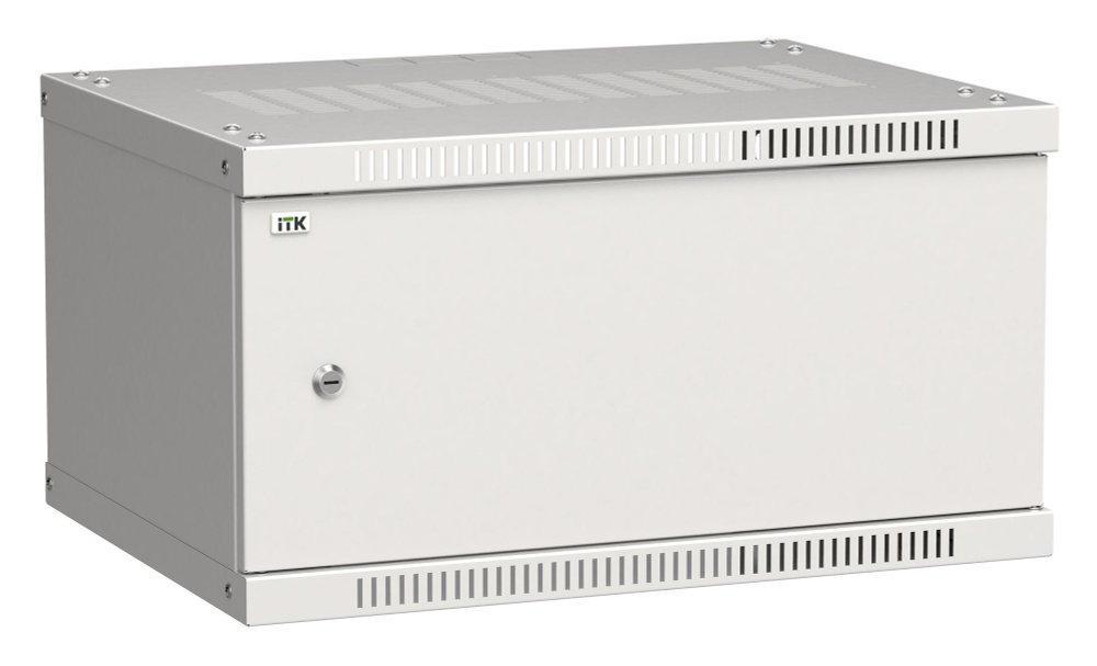 Шкаф коммутационный ITK Linea WE (LWE3-06U64-MF) настенный 6U 600x450мм пер.дв.металл 50кг серый 400мм #1